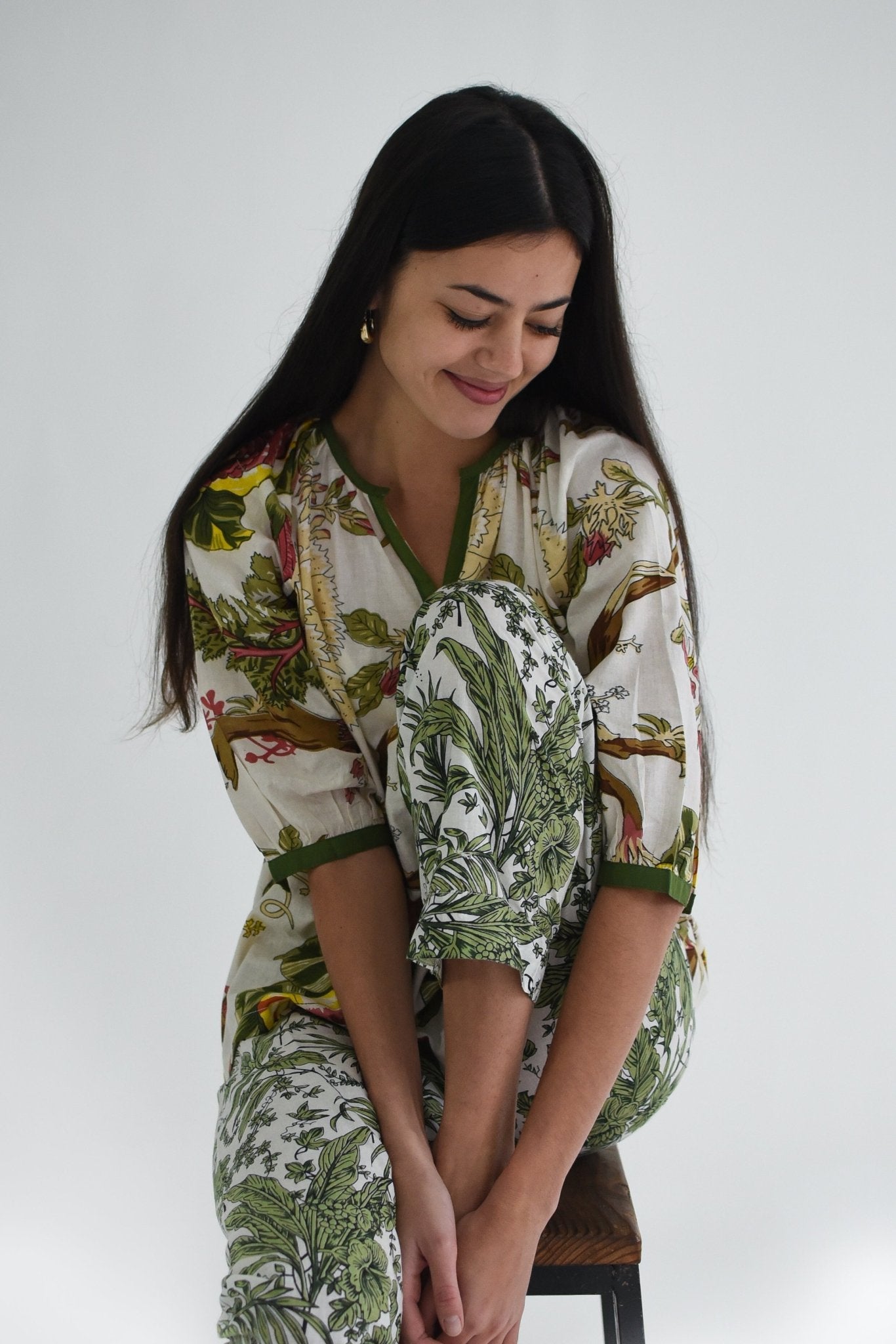 French Pyjamas - Green Floral - Gawjus.CapeTown