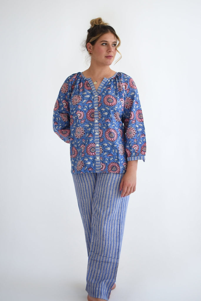 French Pyjamas - Poppy On Blue - Gawjus.CapeTown