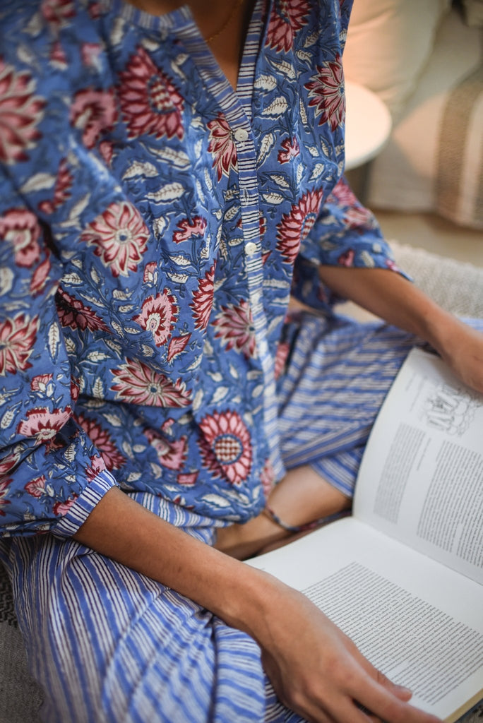 French Pyjamas - Poppy On Blue - Gawjus.CapeTown